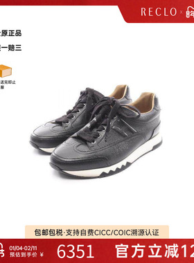 中古Hermes爱马仕男B级9新sneakers运动鞋牛皮鞋黑色reclo正品