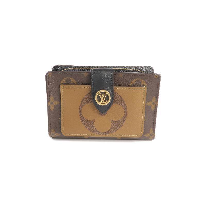 中古LV路易威登男A级95新bi-fold双折涂层/防水帆布短钱包棕色