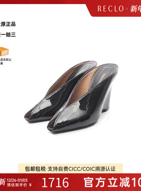 中古Ferragamo菲拉格慕女A级95新pumps高跟鞋漆皮鞋黑色
