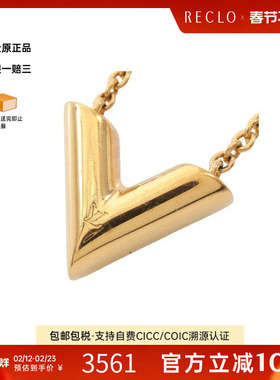 中古LV路易威登女A级95新necklace项链镀金金属项链金色正品休闲
