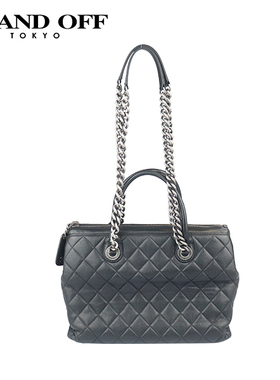 「8.5新」CHANEL(香奈儿)拉链托特包黑色羊皮单肩包RECLORECLO