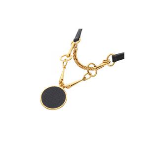 中古Hermes爱马仕女A级95新choker项圈镀金金属项链黑色