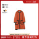 中古Hermes爱马仕女A级95新coat风衣外套棉外套橘色