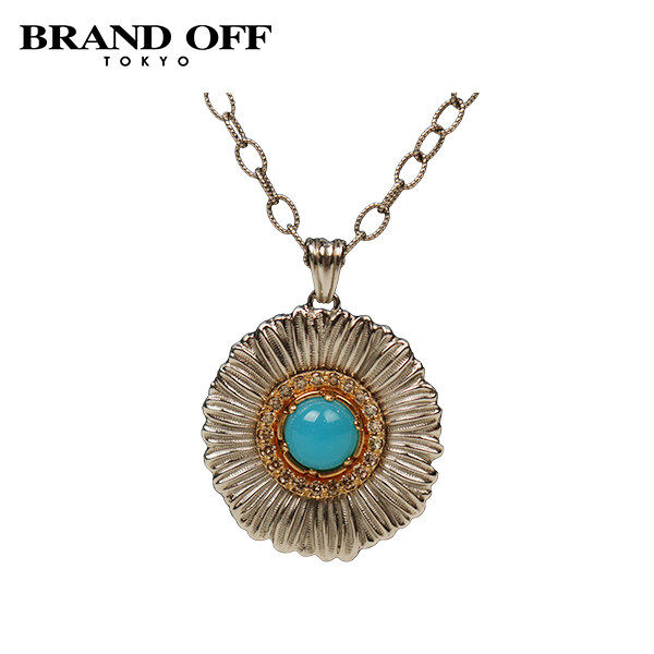 「9.5新」BUCCELLATI(布契拉提)BLOSSOMS COLOR银镶蓝玛瑙项链925