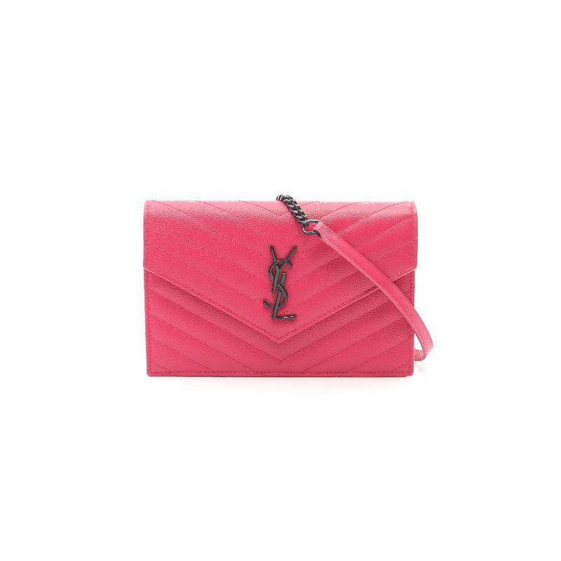 中古YSL圣罗兰女包A级95新chain walletWOC链条钱包牛皮斜挎包