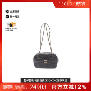 中古Chanel香奈儿女包A级95新camera bag相机包牛皮单肩包黑色