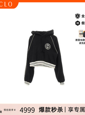 中古Gucci古驰女A级95新Parker连帽衫棉上衣黑色