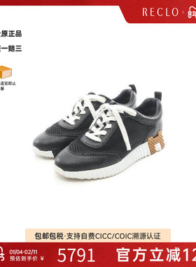 中古Hermes爱马仕女B级9新sneakers运动鞋牛皮鞋黑色