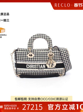 中古Dior迪奥女包A级95新LADY D-JoyLADY D-Joy帆布斜挎包黑色