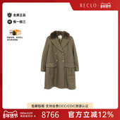 中古Fendi芬迪女A级95新pea coat海军大衣羊毛外套浅褐色