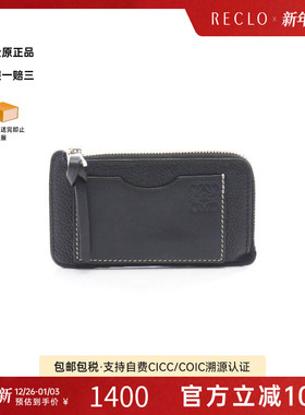 中古Loewe罗意威女B级9新coin purse零钱包牛皮零钱包黑色