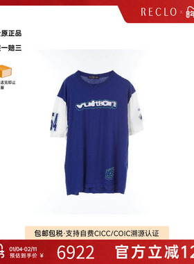 中古LV路易威登男A级95新knit针织棉上衣蓝色时尚经典复古RECLO