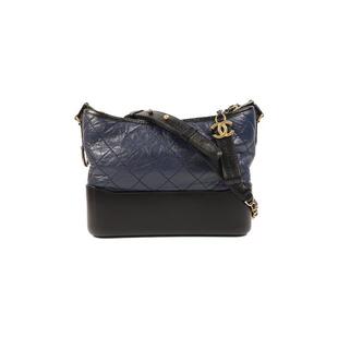 中古Chanel香奈儿女包A级95新Gabrielle流浪包牛皮斜挎包蓝色