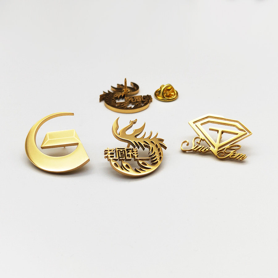 金店徽章定做老凤详中国珠宝黄金标志logo胸针胸章扣司徽领针定制