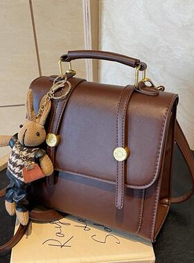 韩版外出旅行小方包2025新款小众设计时尚双肩包女复古百搭手提包