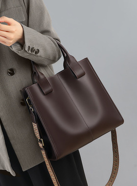 托特女包包2026新款新中式斜挎包爆款大容量水桶包单肩手提真皮包