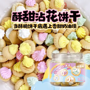 占花饼干潮汕怀旧零食粘花饼干童年儿时记忆解馋小零食110g罐装