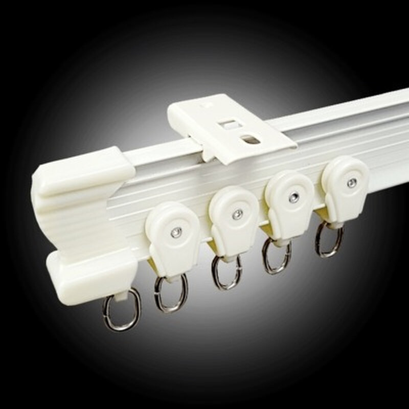 浴室飘窗窗帘轨道弯轨弯曲单双软杆滑轮滑道顶装侧装b阳台塑料导