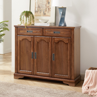 美式简约实木鞋柜黑胡桃木玄关柜家用门口储物收纳柜子顺丰免安装