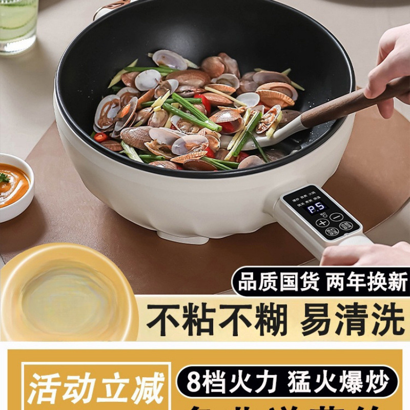 德国电炒菜炒锅多功能家用蒸煮煎炒一体式电炒锅宿舍小型电煮锅电