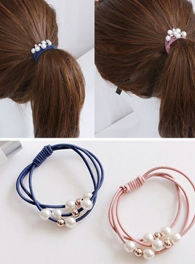 头绳高弹力珍珠发圈发绳森女系扎头发橡皮筋成人小清新皮套头饰