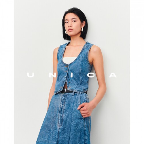 UNICA/雕刻五金_土耳其进口棉闪电纹水洗牛仔套装
