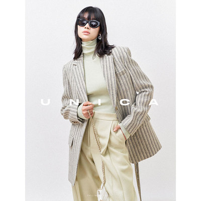 UNICA/阔型收腰腰带缠身设计不列颠御用HARRIS格纹TWEED西装