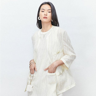 万100真丝欧根醋酸小香风短外套夏 UNICA 惊喜五折