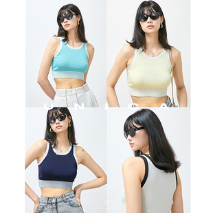 时髦撞色设计_ UNICA 进口醋酸纱线时髦运动背心 惊喜五折