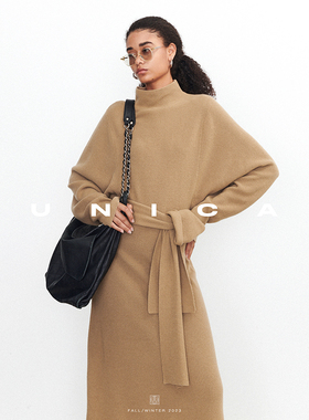 【惊喜七折】UNICA/_德国BIELLA120s超细羊毛廓形针织连衣裙