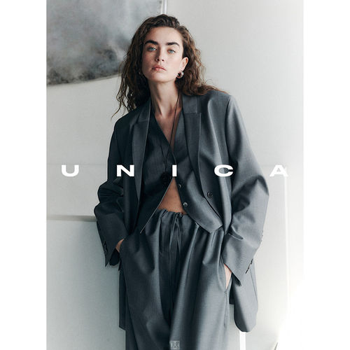 UNICA/意大利百年VBC马海毛羊毛宽松西装马甲套装