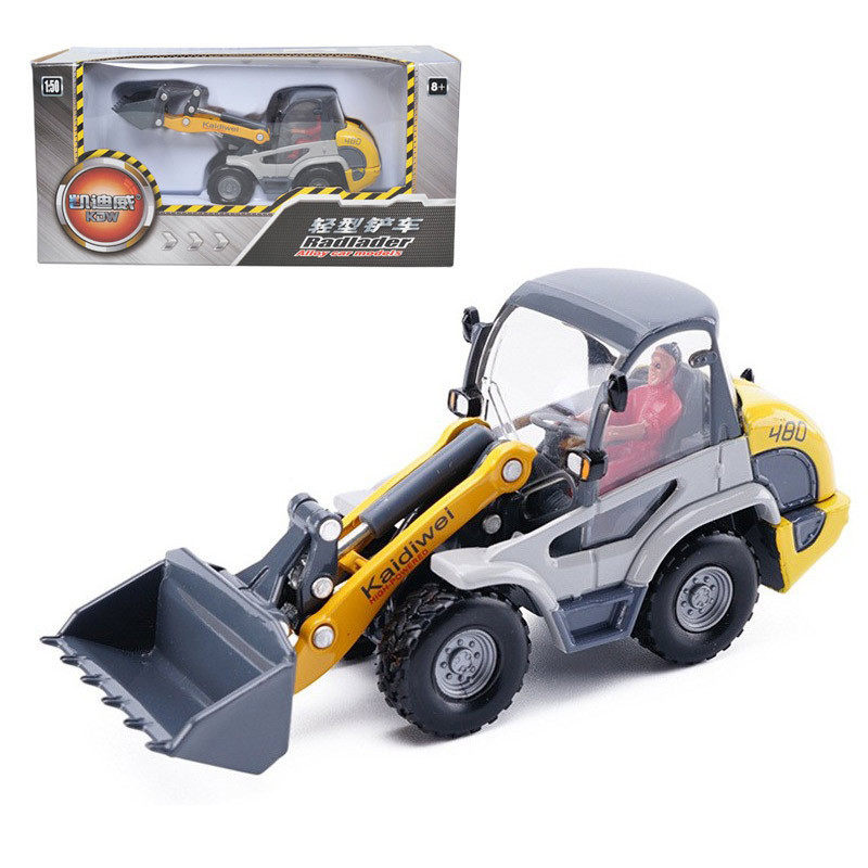 凯迪威1：50小型铲车模型推土机仿真工程车滑行玩具车铲土车热销