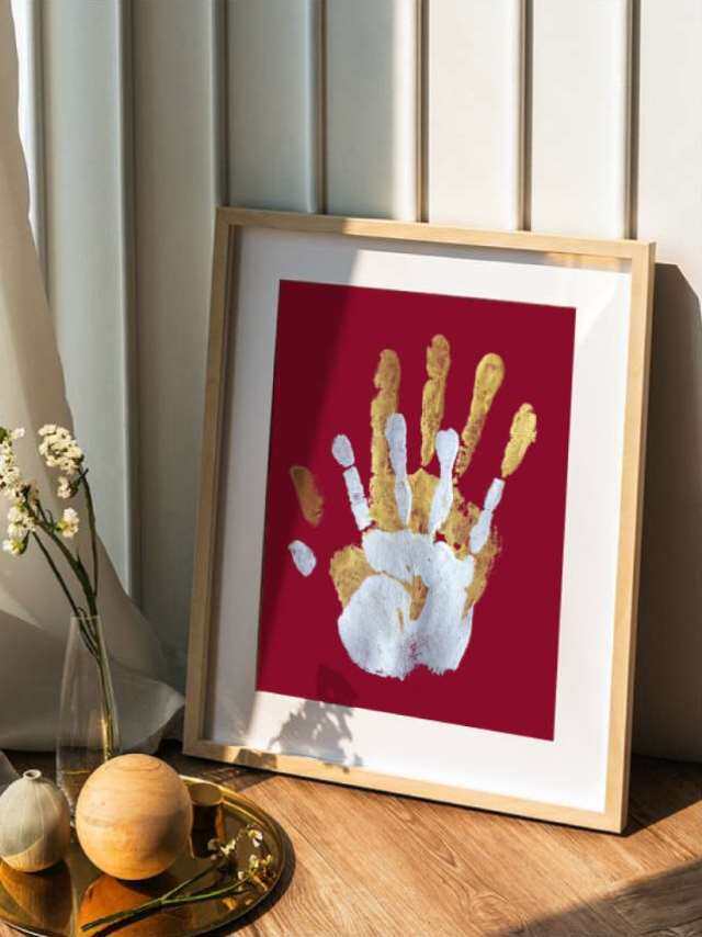 情侣diy手印相框纪念品彩色情人全家福油画手足印泥手模手掌印画
