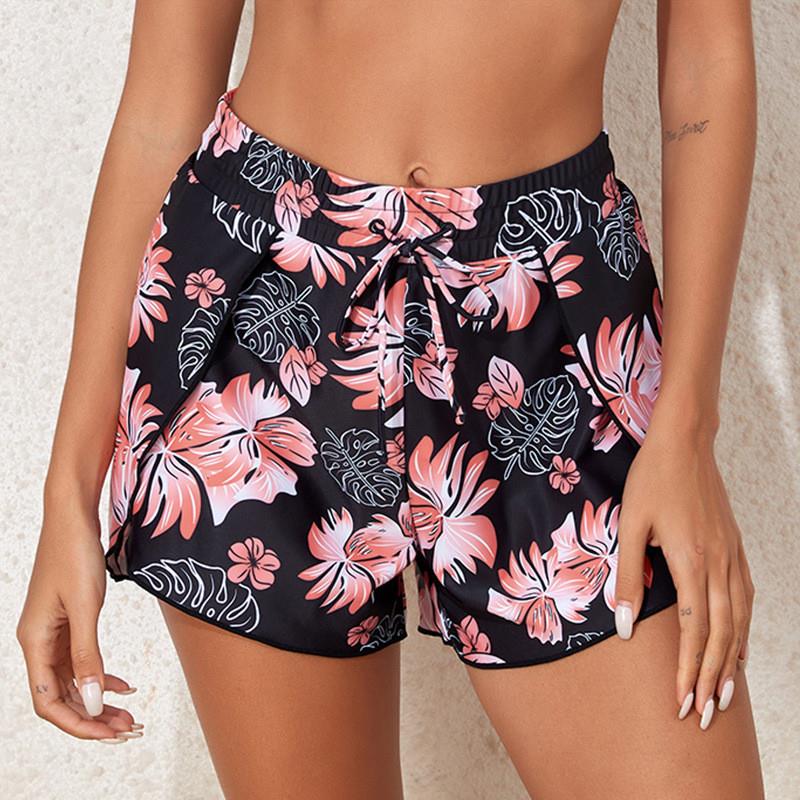 欧美提花蕾丝泳裤女夏季沙滩时尚碎花印花简约高腰女士泳装平角裤