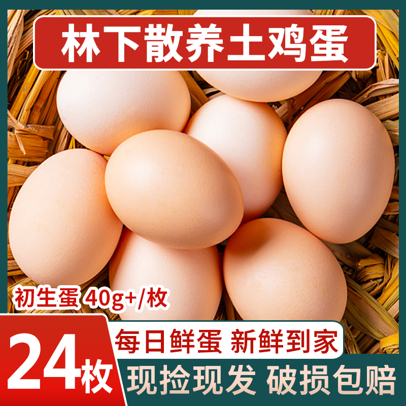 农家散养土鸡蛋24枚新鲜鸡蛋初生蛋农村笨鸡蛋柴鸡蛋草鸡蛋整箱