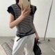 少女系圆领条纹宽松小飞袖 竹 新款 韩版 一折专区 MAMMJUDX年夏季