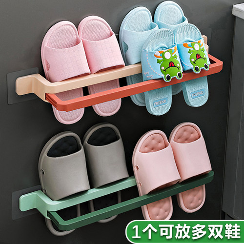 免打孔拖鞋架壁挂双层伸缩挂鞋子