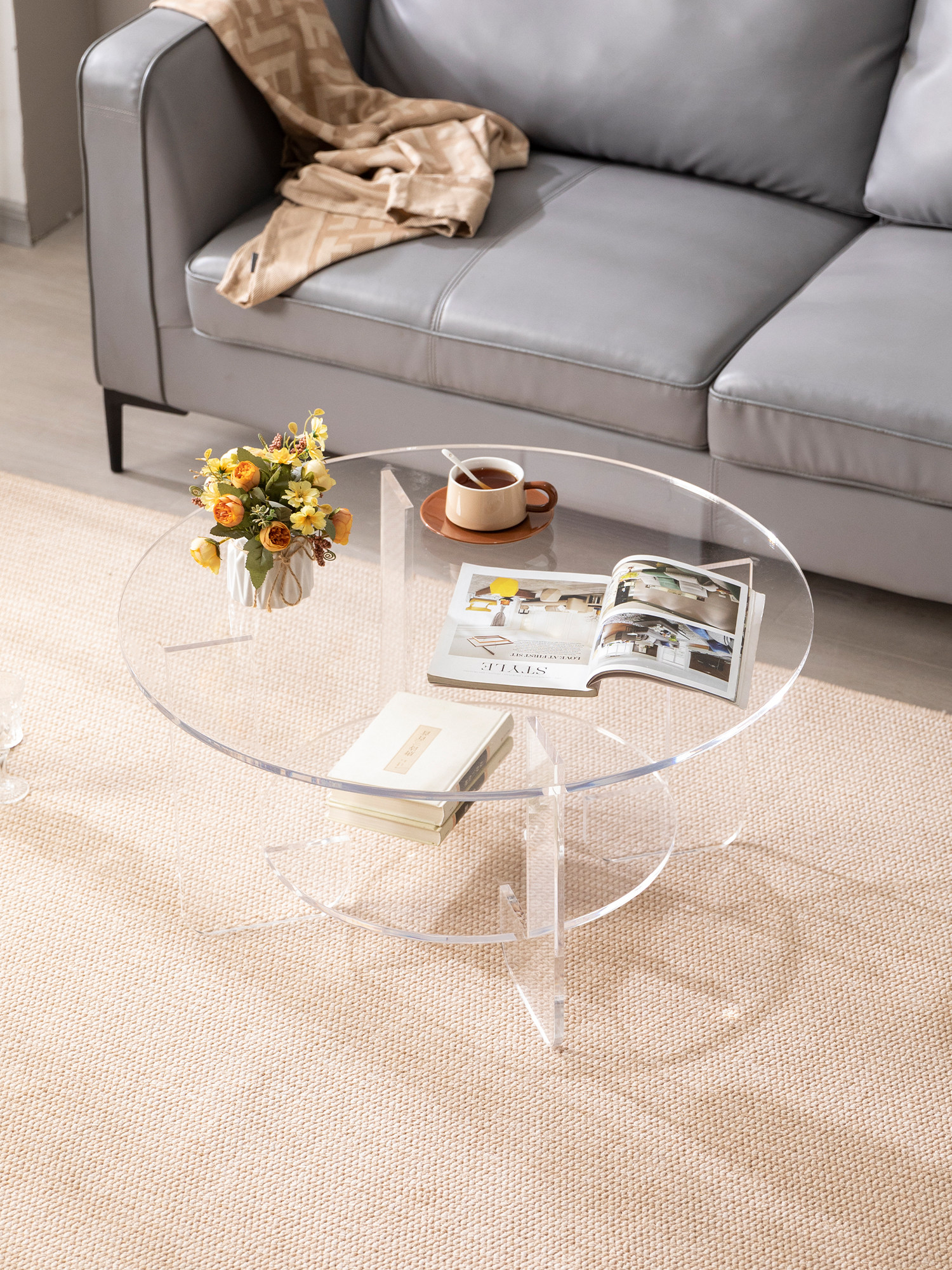 亚克力茶几轻奢极简客厅卧室沙发小边几创意休闲娱乐茶桌咖啡小桌