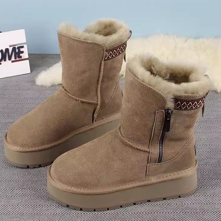 2025新款皮毛一体雪地靴保暖防滑