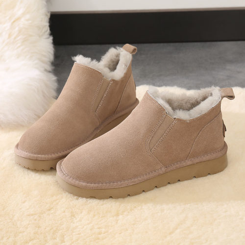 加厚绒羊毛雪地靴防滑棉鞋牛皮