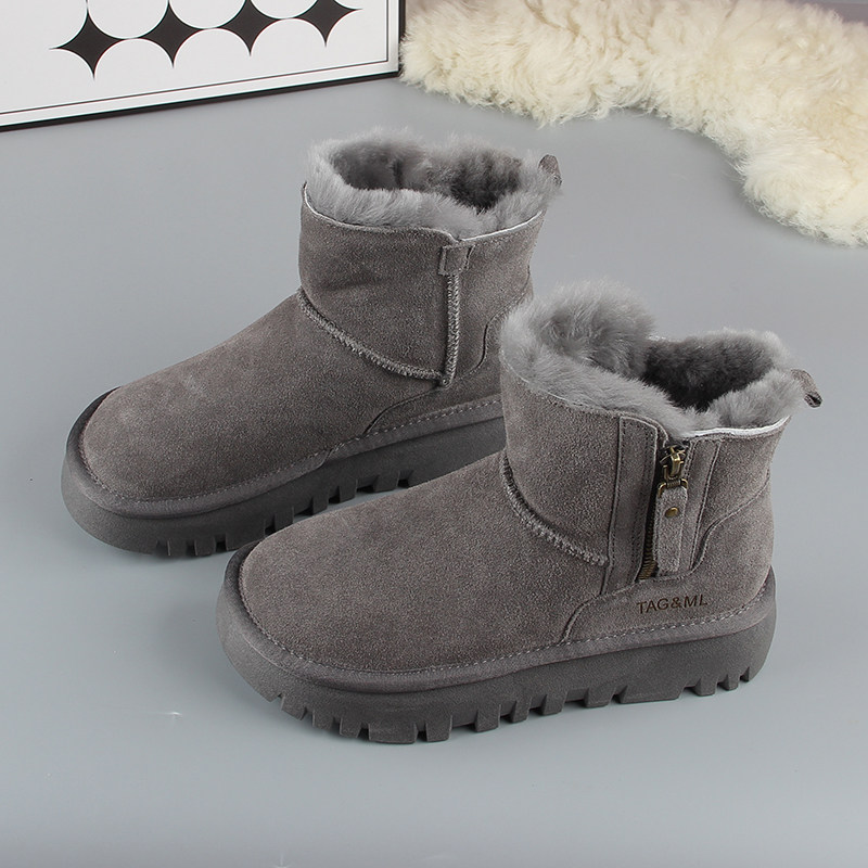 时尚皮毛一体雪地靴女2025冬季加厚全羊毛保暖防滑拉链短筒大棉鞋,女鞋,时尚雪地靴,淘宝优惠券,粉丝福利购,淘宝优惠卷