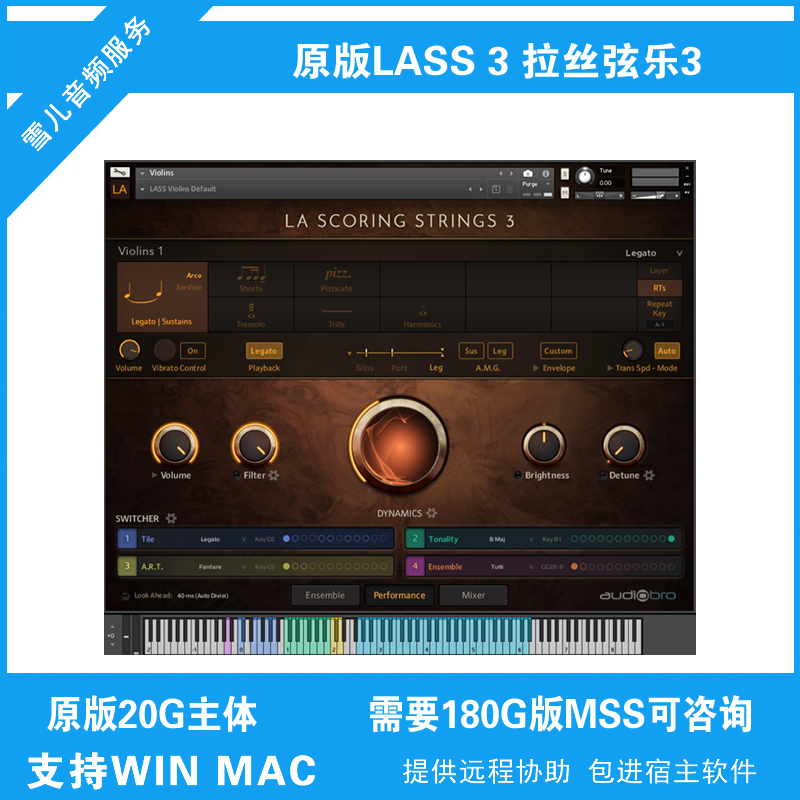 LASS3原版弦乐音源大中小提琴组编曲康泰克音色库20G PC MAC