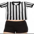 Womens black and white zippered referee uniform with collar