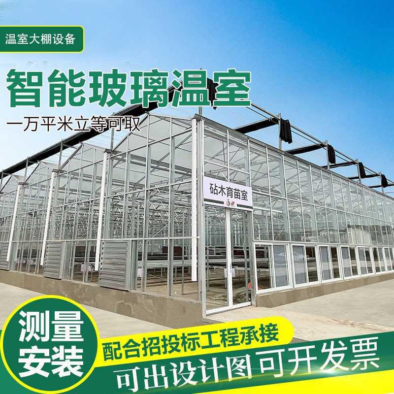 智能玻璃温室阳光板温室农业种植观光餐厅采摘园连栋玻璃大棚安装