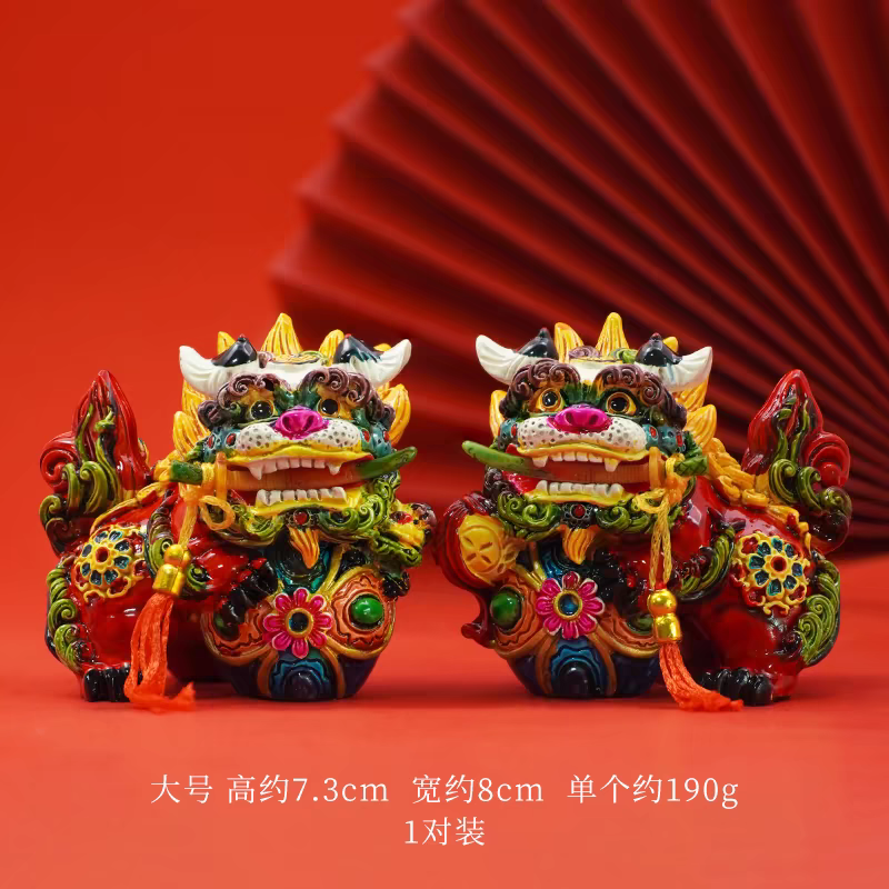 现货景区同款故宫颐和园喜狮成双文创对狮装饰品摆件镇宅招财礼品