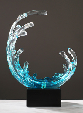 轻奢风生水起浪花摆件客厅电视柜酒柜装饰品老板高档办公室摆设品