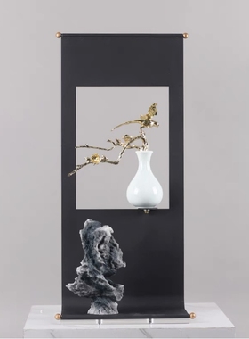 新中式禅意金属鸟家居饰品摆件玄关样板房电视柜酒店走道软装配饰