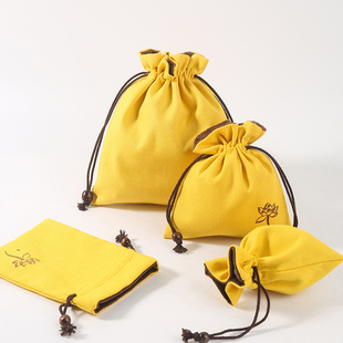 文玩收纳袋双层绒布束口袋佛珠手串核桃袋首饰袋子棉麻布袋子定制