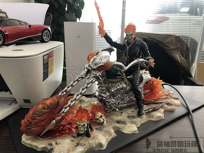 高档漫威恶灵骑士 合金摩托车 灵魂战车手办可动人偶恶魔骷髅发光