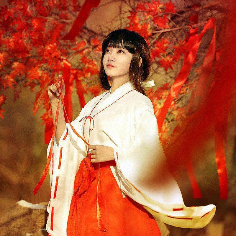 万圣节巫女cos服宫水三叶cos巫女服改良振袖和服桔梗巫女服大全套图片